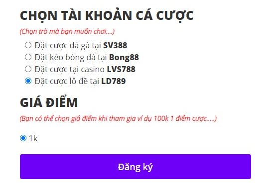 Chọn tài khoản LD789