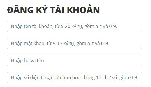 Tạo tài khoản nạp rút tiền